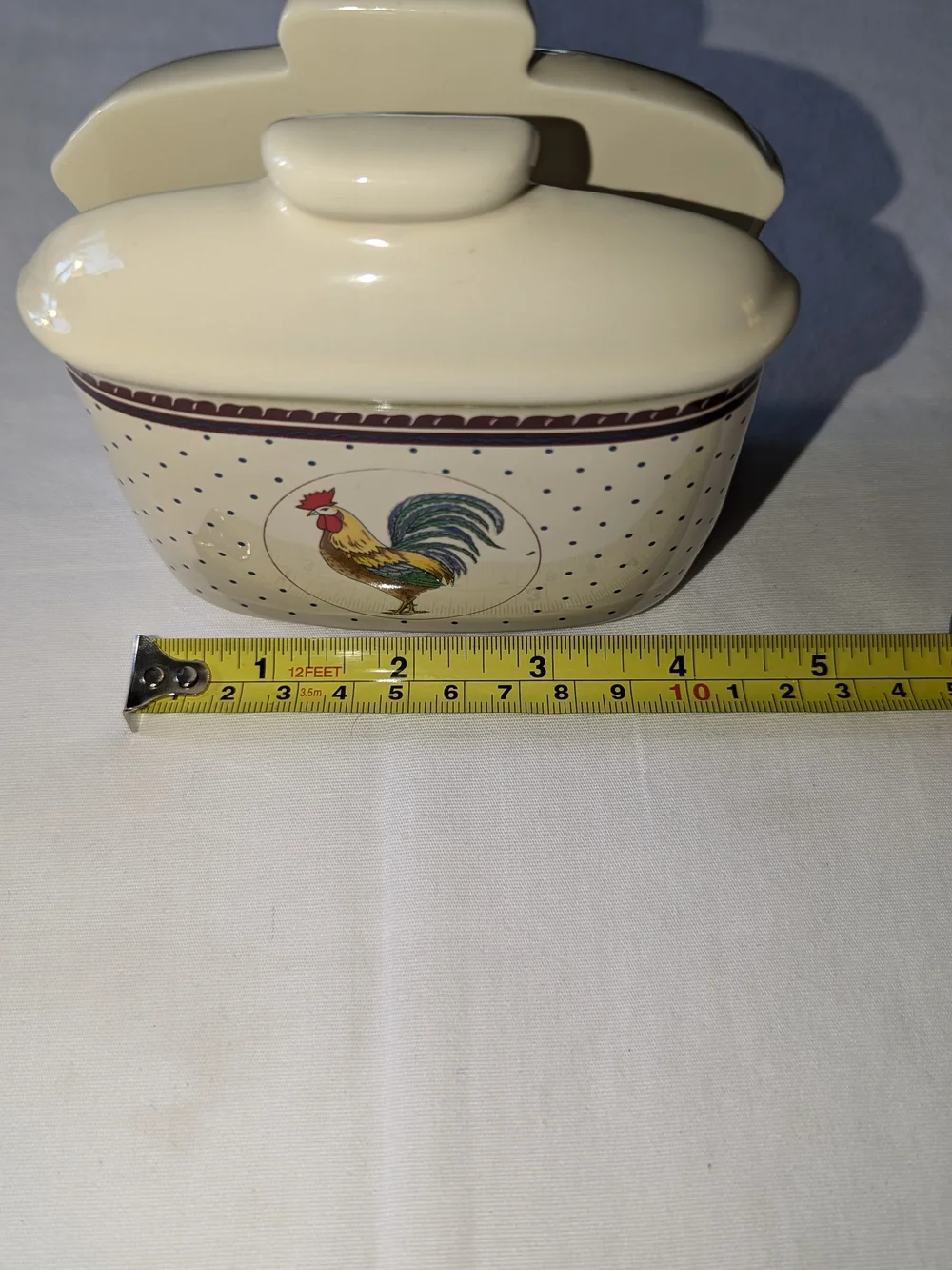 Vintage Geo. Z. Lefton 1988 Rooster Napkin Holder Ceramic Beige/Blue/Red KCA067